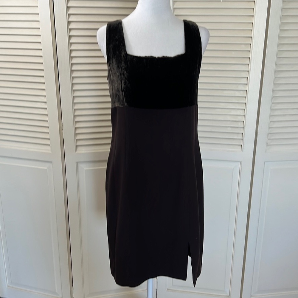 Classiques Entier beautiful wool brown sheath dress with velvet top